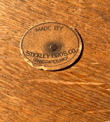 Stickley Brothers early oval paper label. 